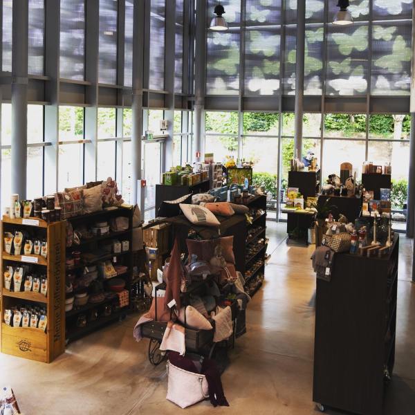a group of people standing in front of a store window
